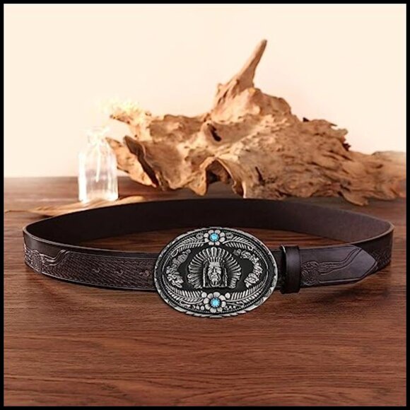 Native American Chief Belt Buckle Zinc Alloy Western Rodeo main image 3